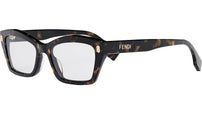 Fendi Bold Havana Rectangular Eyeglasses