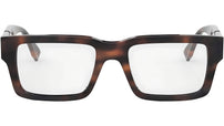 Fendi Diagonal Havana Rectangular Eyeglasses