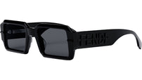 Fendigraphy Solid Black Rectangular Sunglasses