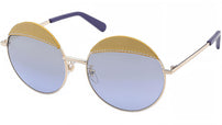 Leather Metal Gold Round Sunglasses