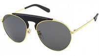 Leather Metal Gold Pilot Sunglasses