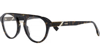 Fendi Diagonal Havana Round Eyeglasses
