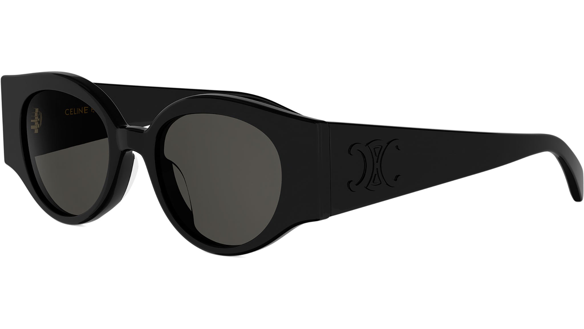 Triomphe Stamp Black Round Sunglasses