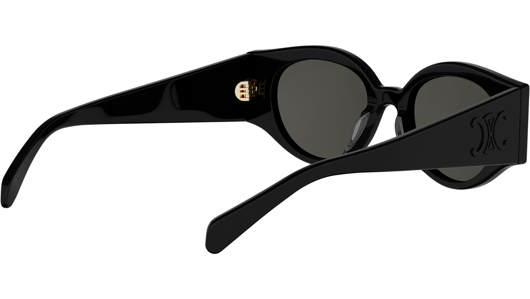 Triomphe Stamp Black Round Sunglasses