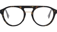 Fendi Diagonal Havana Round Eyeglasses