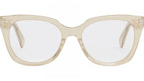 Thin 2 Dots Beige Square Eyeglasses
